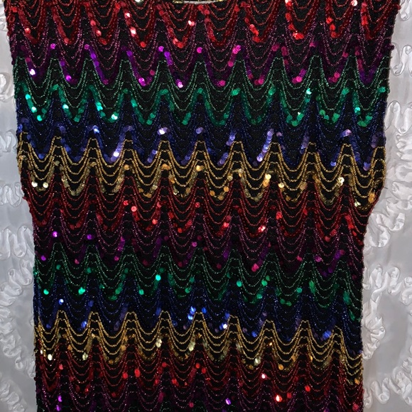 Justine Todd Vintage Fabulous Flashy Sensational Sequins Top Medium - Picture 6 of 7